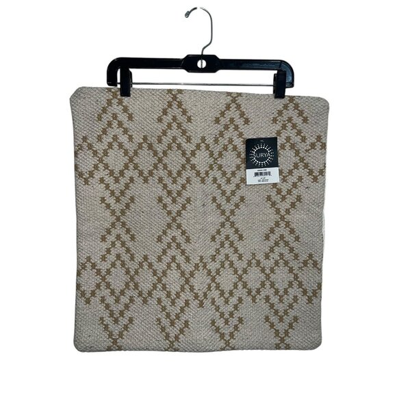 NEW Surya 20”x20” 100% Cotton woven throw Pillow case cover Beige Brown‎ Zip - Picture 1 of 4